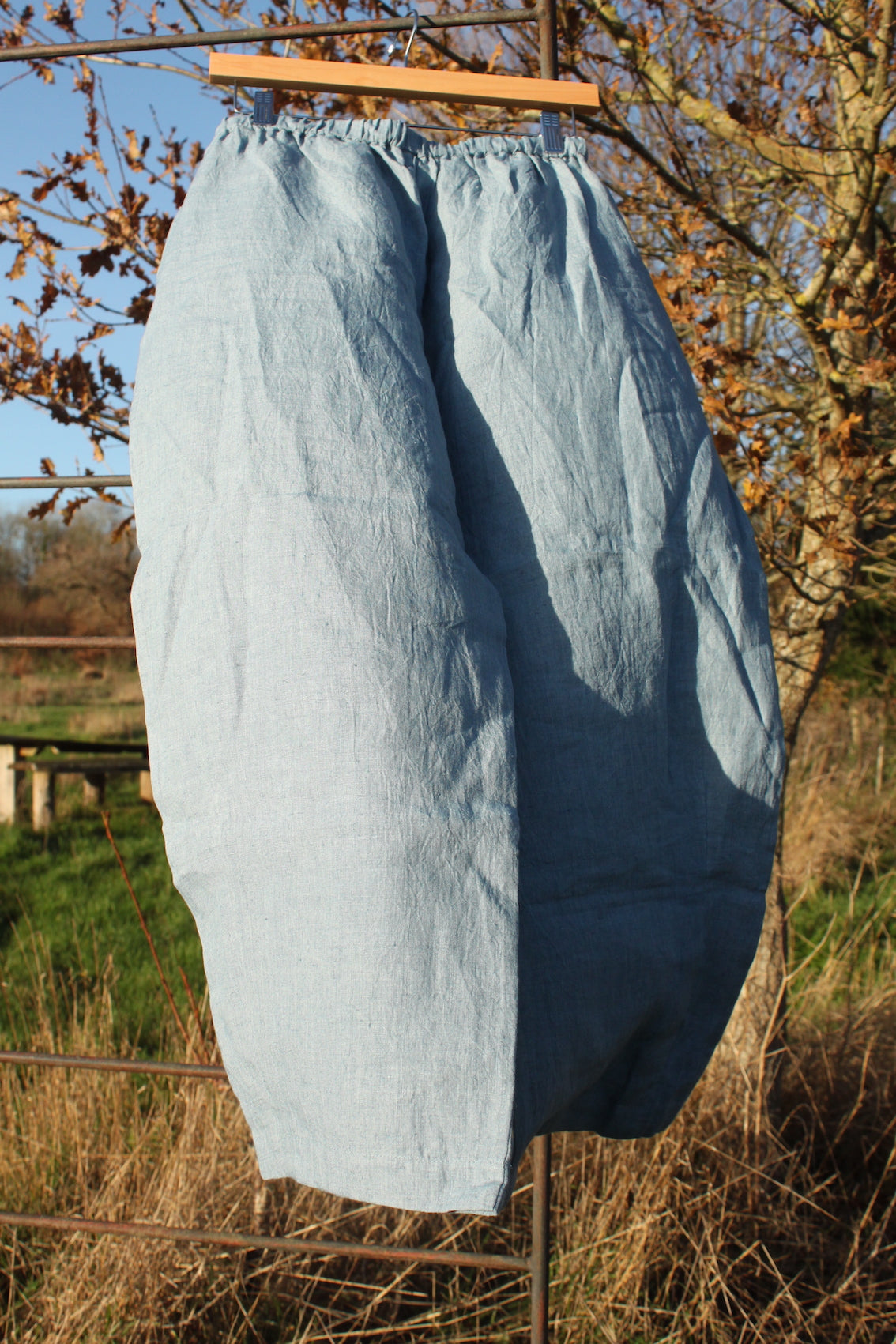 *NEW* Barrel Leg Linen Trousers in sky blue linen